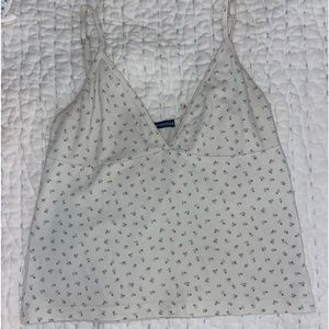 white crop tank top blue floral pattern brandy melville